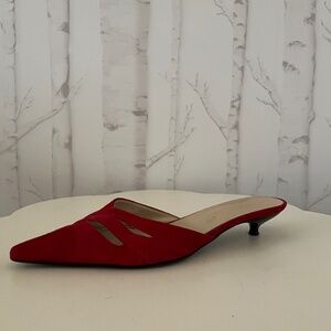 Red Cutout Kitten Heels